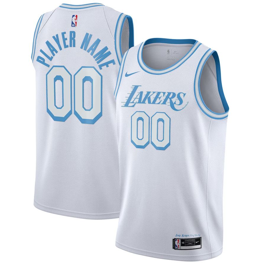 Men Los Angeles Lakers Nike White City Edition Swingman Custom NBA Jersey->customized nba jersey->Custom Jersey